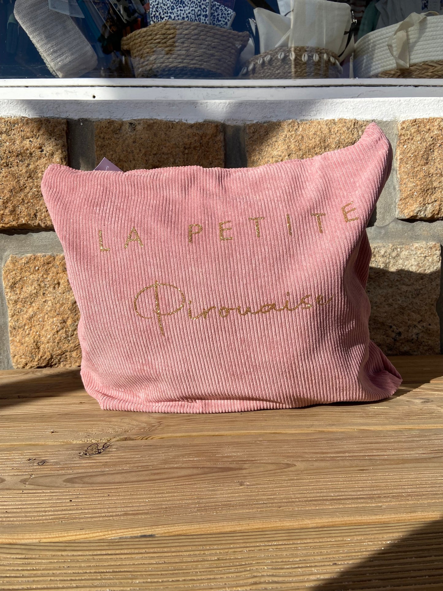 Sac cabas velours côtelé « La petite pirouaise » rose