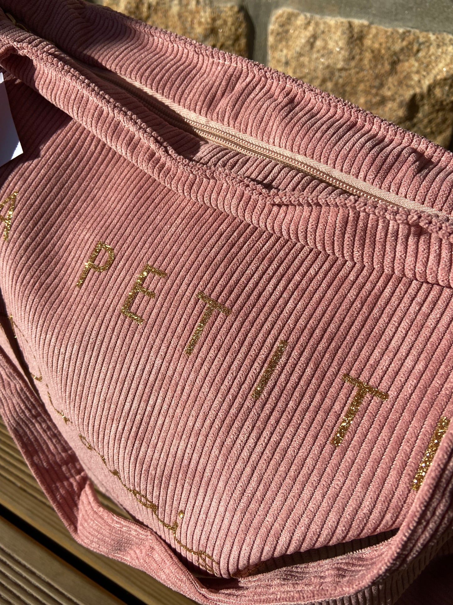 Sac cabas velours côtelé « La petite pirouaise » rose