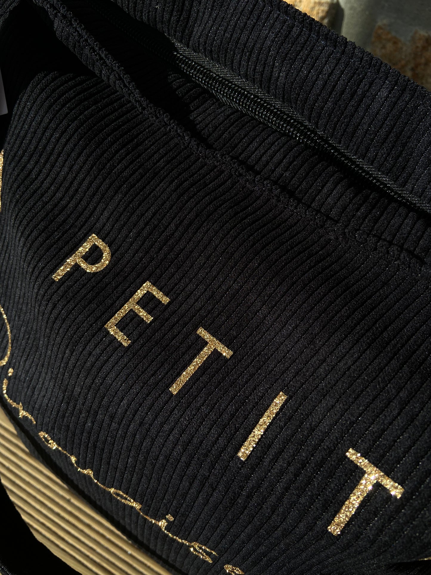 Sac cabas velours côtelé « La petite pirouaise » noir
