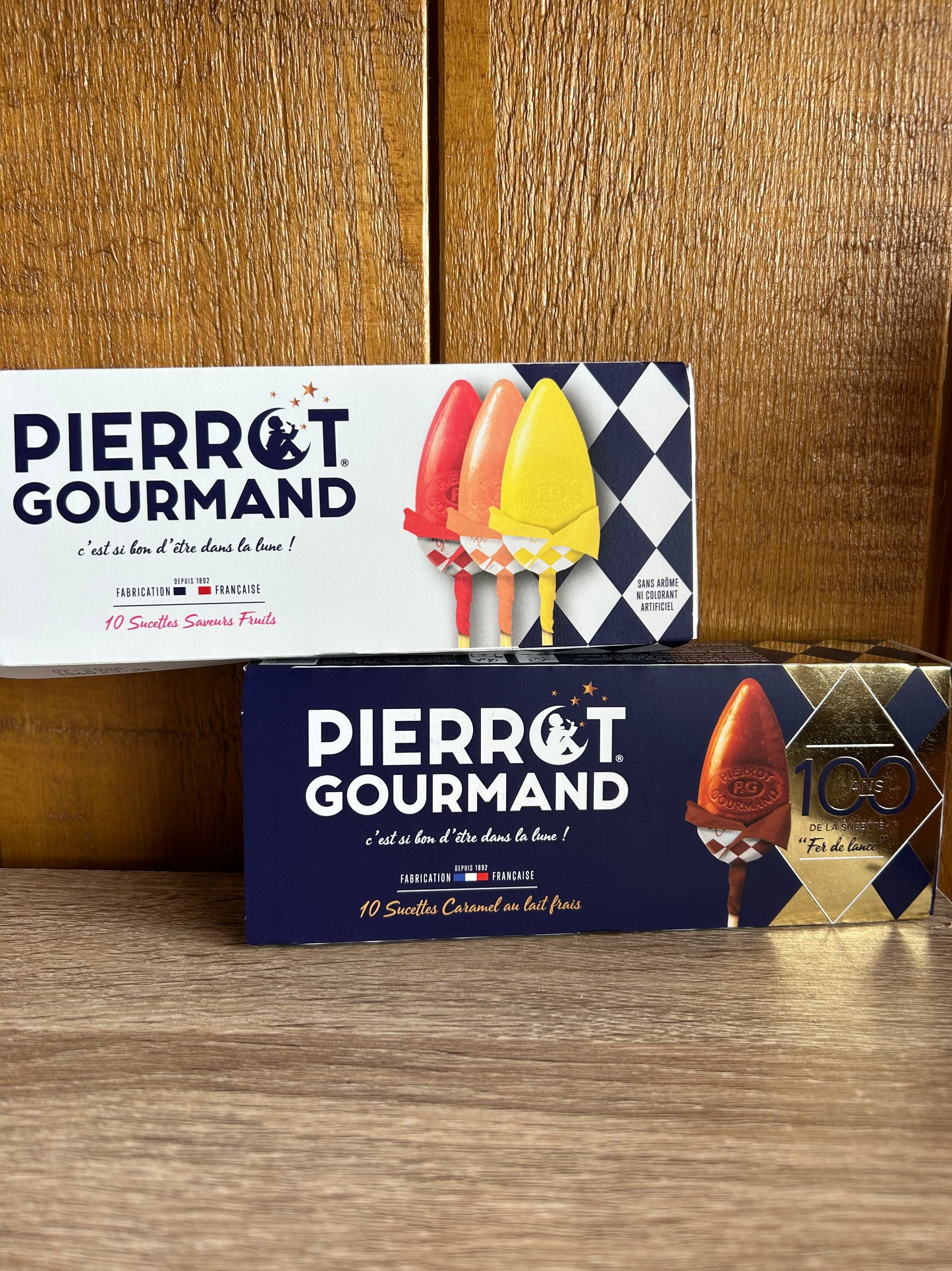 Etui de 10 sucettes Pierrot Gourmand saveur Caramels