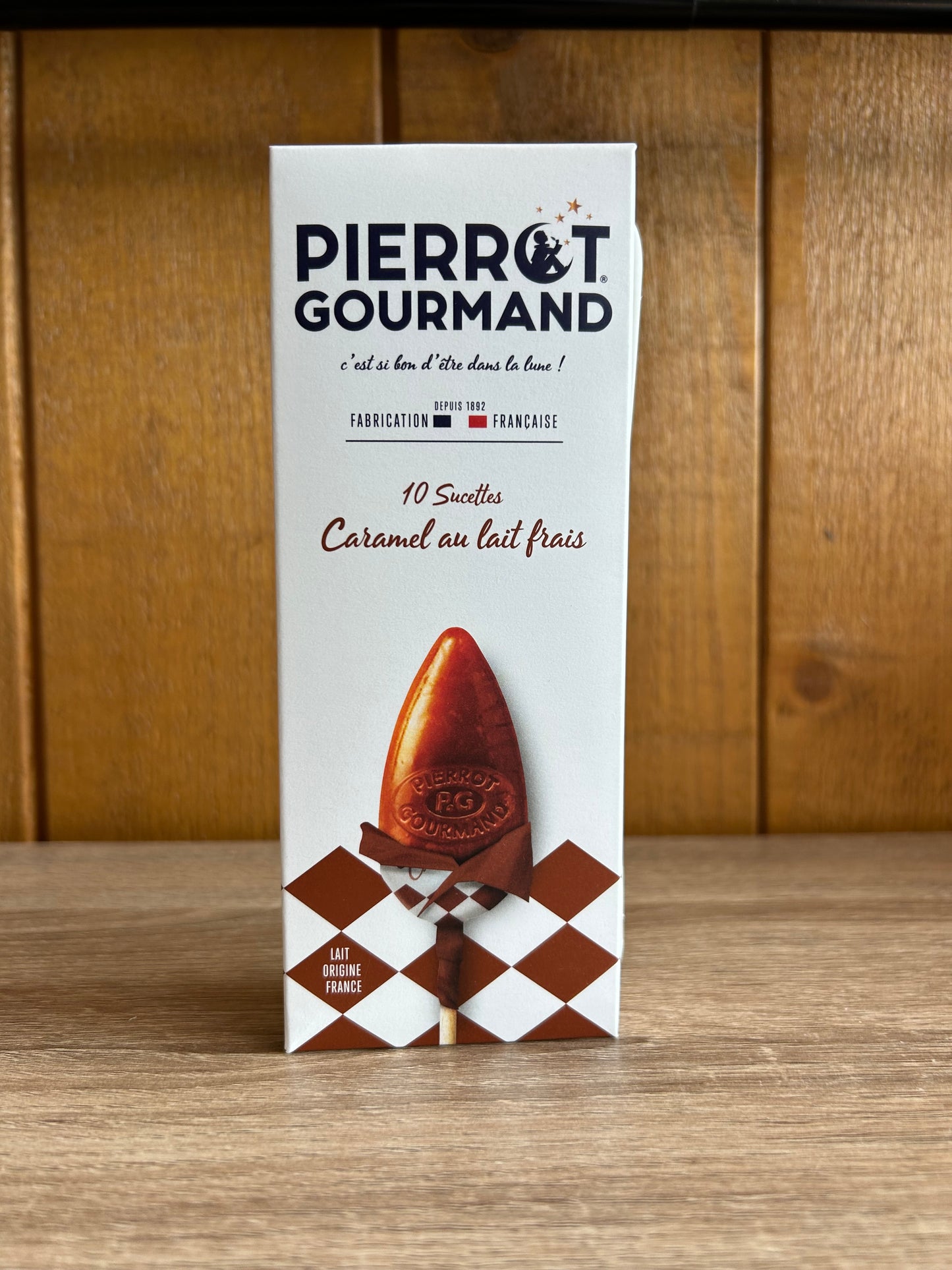 Etui de 10 sucettes Pierrot Gourmand saveur Caramels