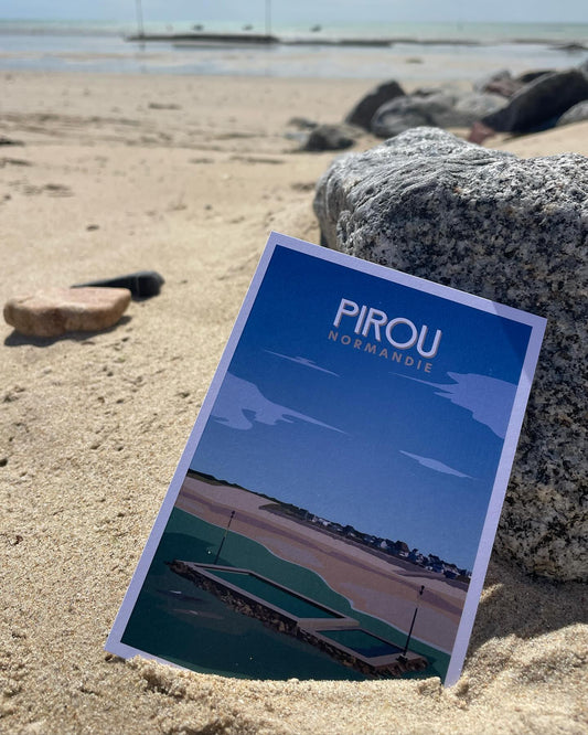 Carte postale Pirou "Vue sur la piscine"