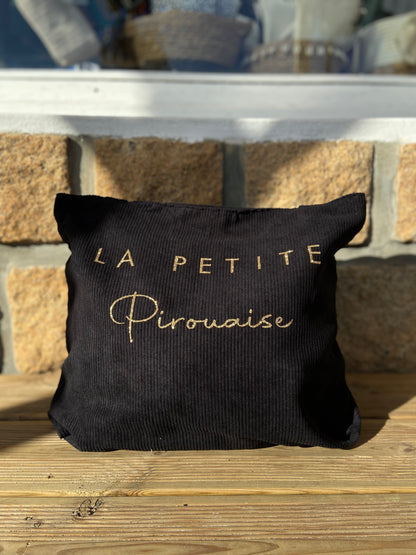 Sac cabas velours côtelé « La petite pirouaise » noir