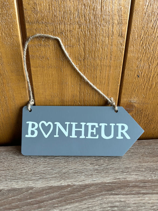 Pancarte bois "Bonheur"
