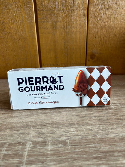 Etui de 10 sucettes Pierrot Gourmand saveur Caramels