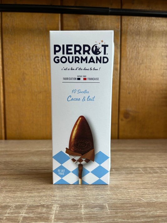 Étui de 10 sucettes Pierrot Gourmand saveur Cacao&lait